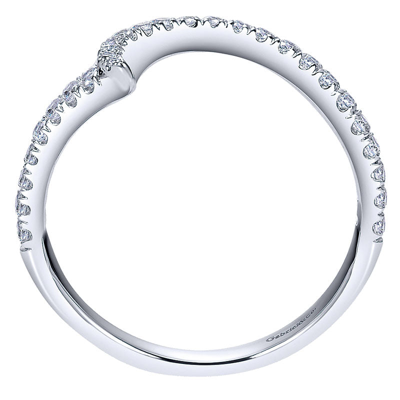 Wedding Band 14k White Gold Diamond Curved