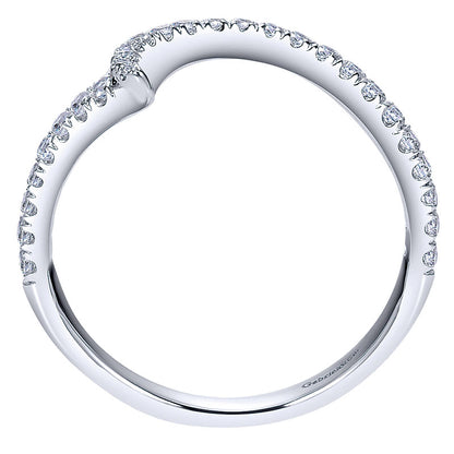 Wedding Band 14k White Gold Diamond Curved