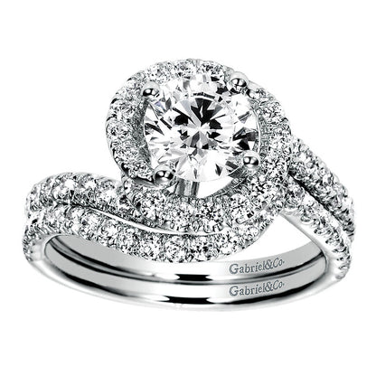 Wedding Band 14k White Gold Diamond Curved