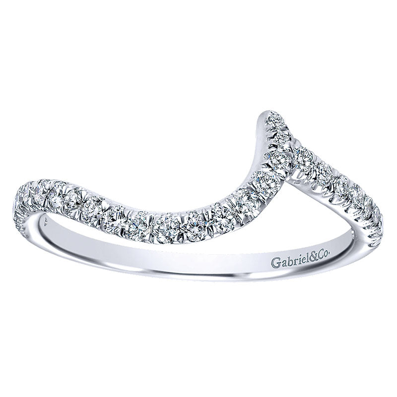 Wedding Band 14k White Gold Diamond Curved