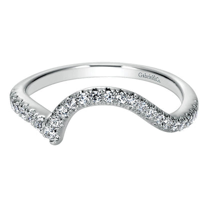 Wedding Band 14k White Gold Diamond Curved