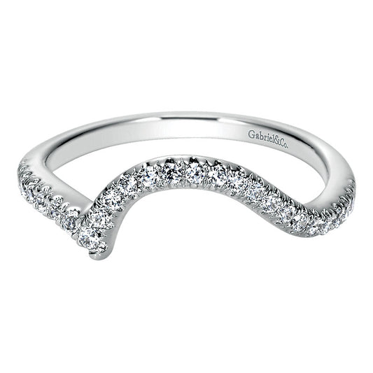 Wedding Band 14k White Gold Diamond Curved
