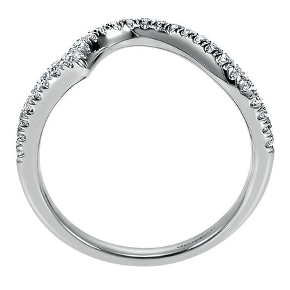 Wedding Band 14k White Gold Diamond Curved