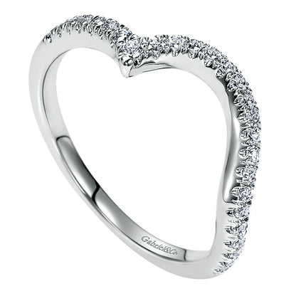 Wedding Band 14k White Gold Diamond Curved