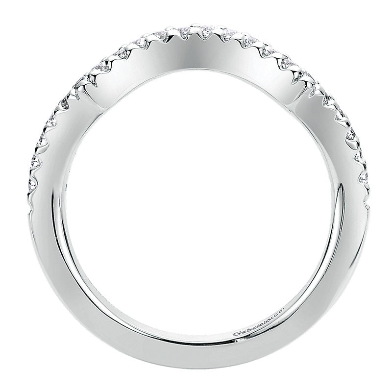 Wedding Band 14k White Gold Diamond Curved