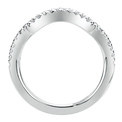 Wedding Band 14k White Gold Diamond Curved