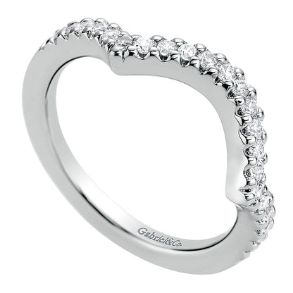 Wedding Band 14k White Gold Diamond Curved
