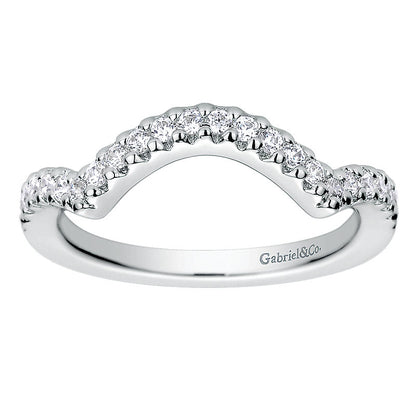 Wedding Band 14k White Gold Diamond Curved