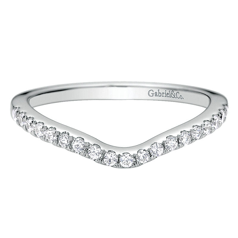 Wedding Band 14k White Gold Diamond Curved