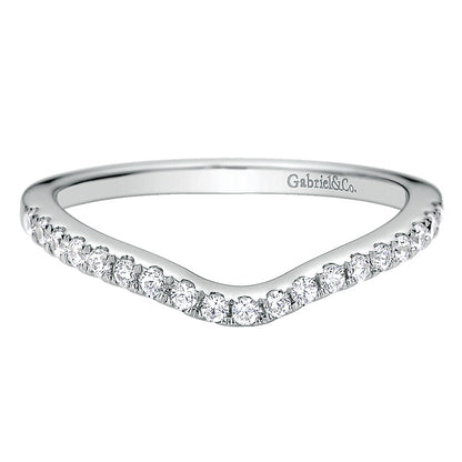 Wedding Band 14k White Gold Diamond Curved