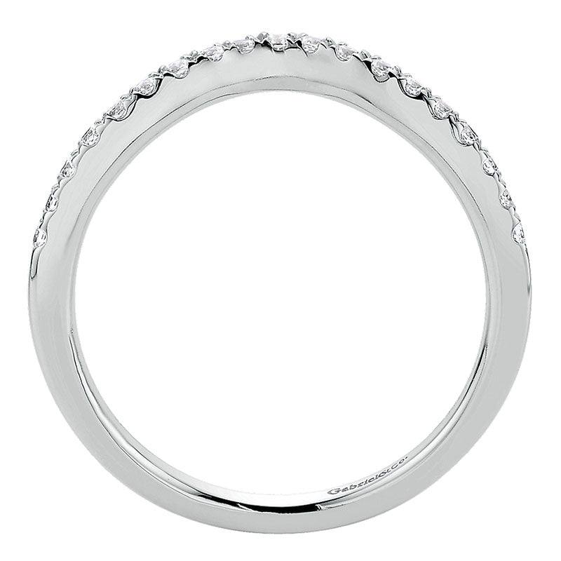 Wedding Band 14k White Gold Diamond Curved