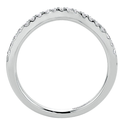 Wedding Band 14k White Gold Diamond Curved