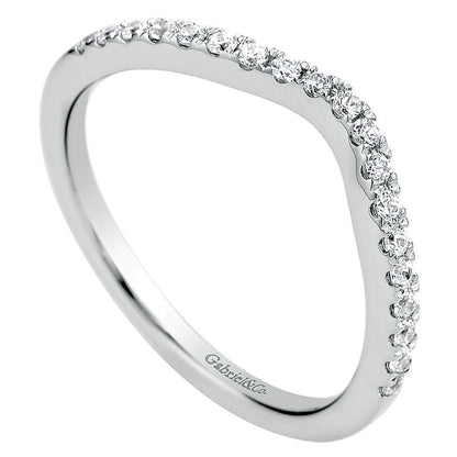 Wedding Band 14k White Gold Diamond Curved