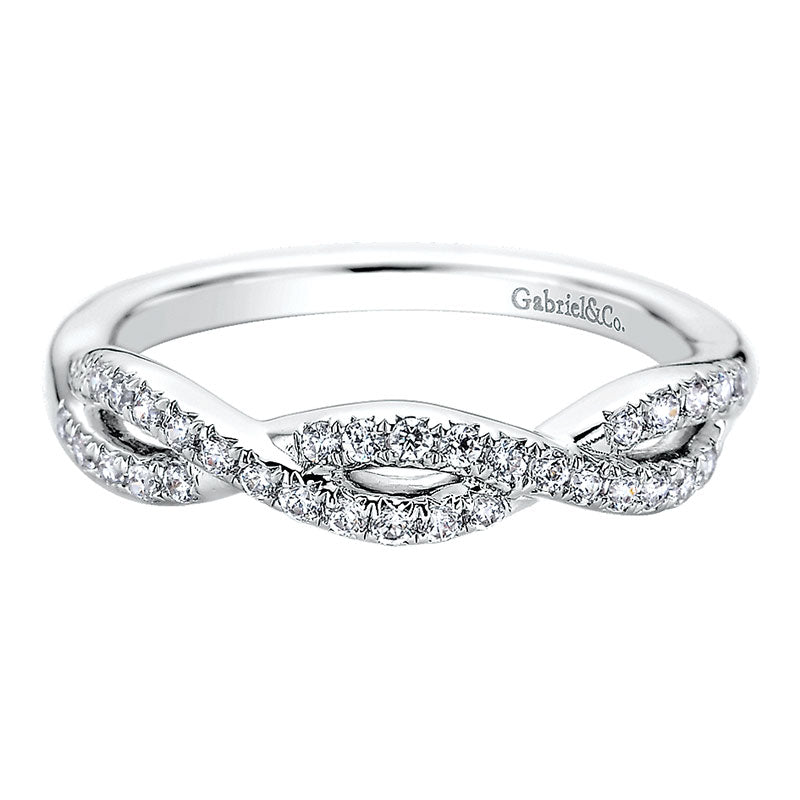 Wedding Band 14k White Gold Diamond Curved