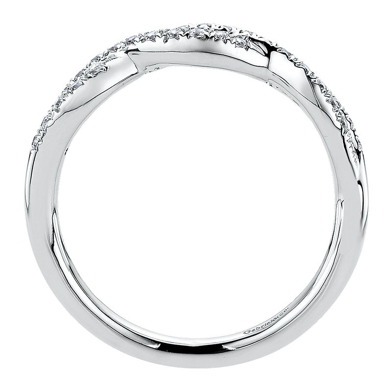 Wedding Band 14k White Gold Diamond Curved