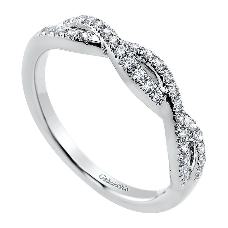 Wedding Band 14k White Gold Diamond Curved