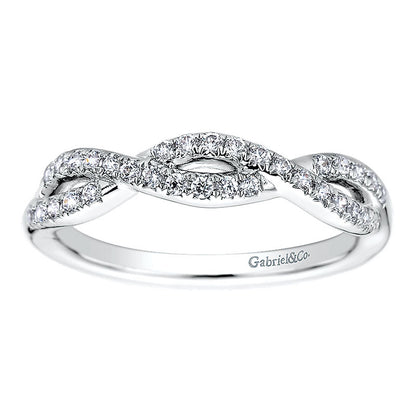 Wedding Band 14k White Gold Diamond Curved