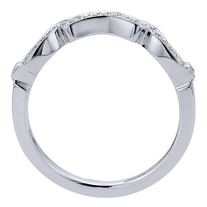 Wedding Band 14k White Gold Diamond Curved