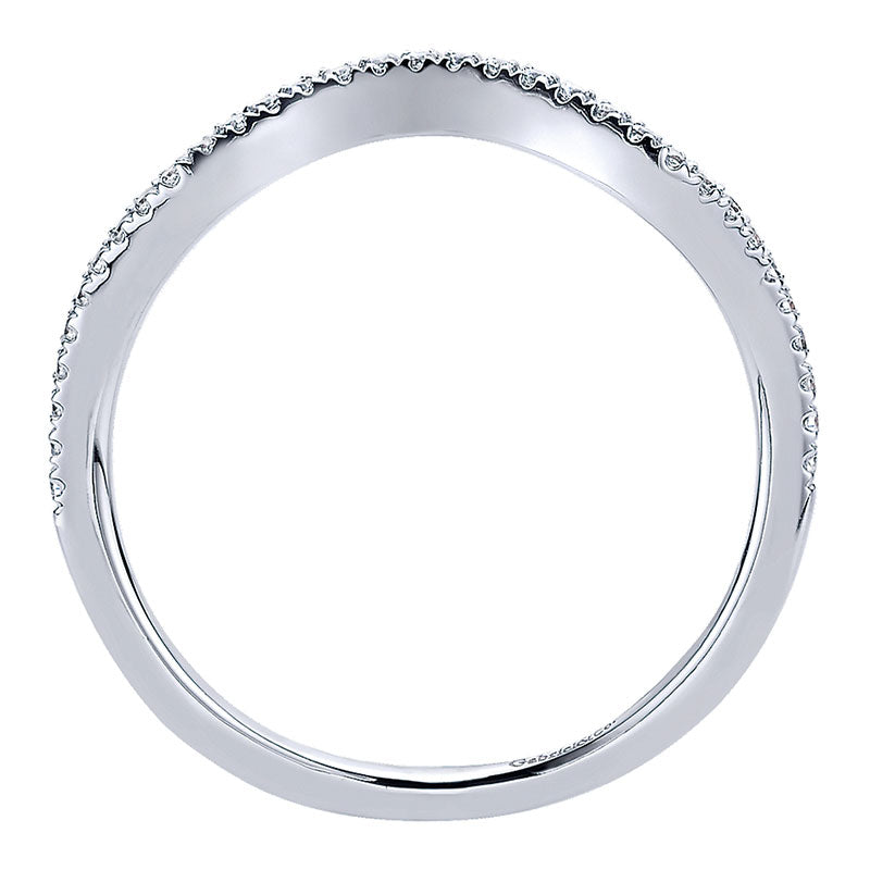 Wedding Band 14k White Gold Diamond Curved