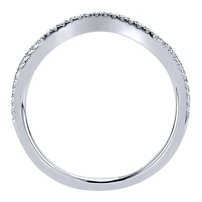Wedding Band 14k White Gold Diamond Curved