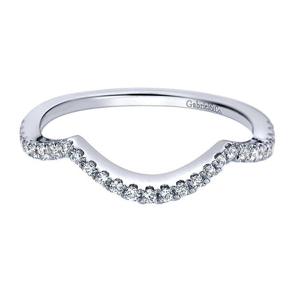Wedding Band 14k White Gold Diamond Curved