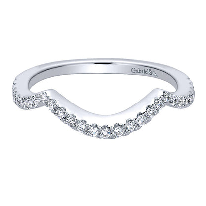 Wedding Band 14k White Gold Diamond Curved