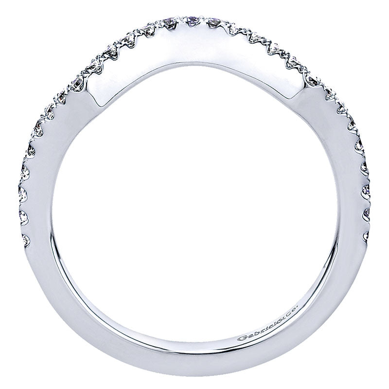 Wedding Band 14k White Gold Diamond Curved