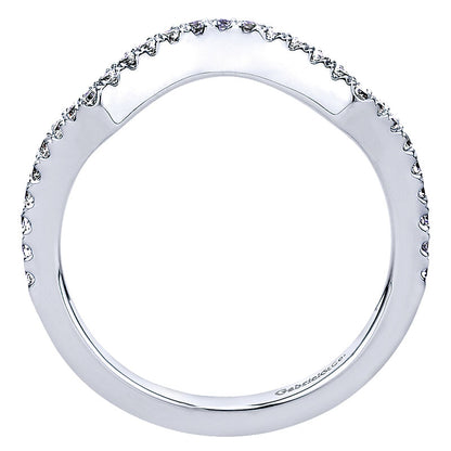 Wedding Band 14k White Gold Diamond Curved