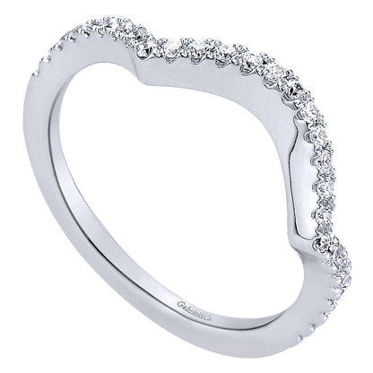 Wedding Band 14k White Gold Diamond Curved