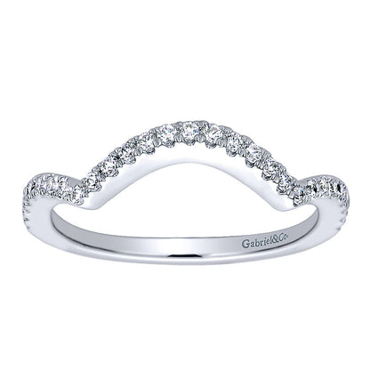 Wedding Band 14k White Gold Diamond Curved