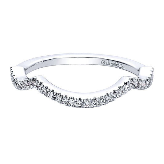 Wedding Band 14k White Gold Diamond Curved