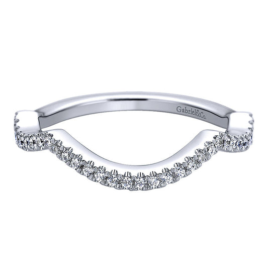 Wedding Band 14k White Gold Diamond Curved