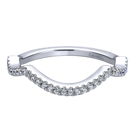 Wedding Band 14k White Gold Diamond Curved