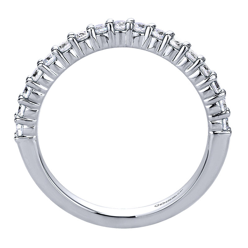 Wedding Band 14k White Gold Diamond Curved