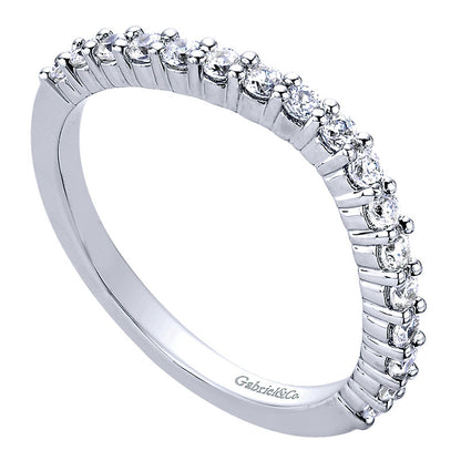 Wedding Band 14k White Gold Diamond Curved