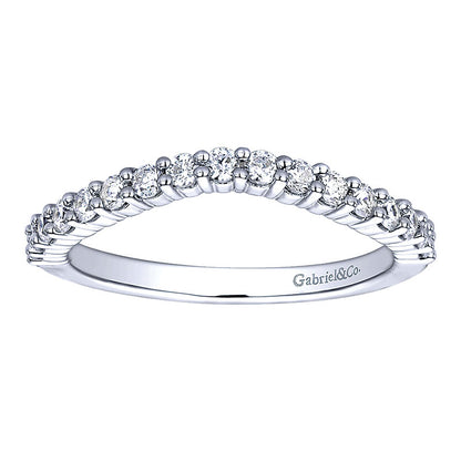 Wedding Band 14k White Gold Diamond Curved