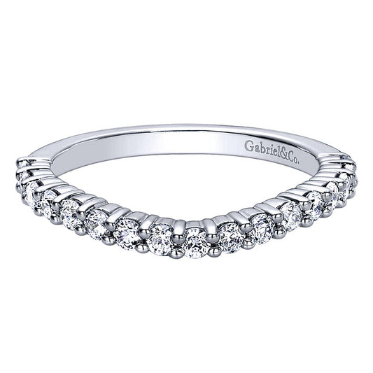 Wedding Band 14k White Gold Diamond Curved