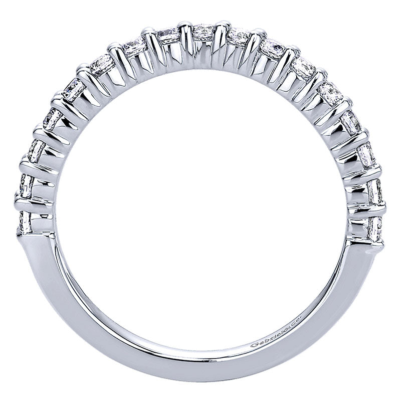 Wedding Band 14k White Gold Diamond Curved