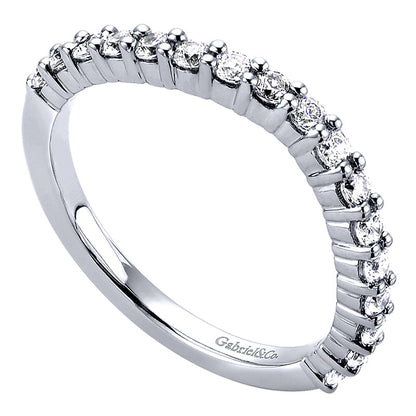 Wedding Band 14k White Gold Diamond Curved