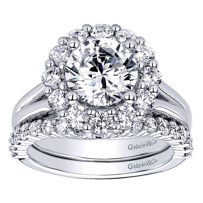 Wedding Band 14k White Gold Diamond Curved