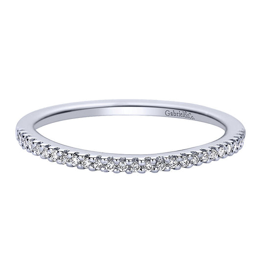 Wedding Band 14k White Gold Diamond Curved