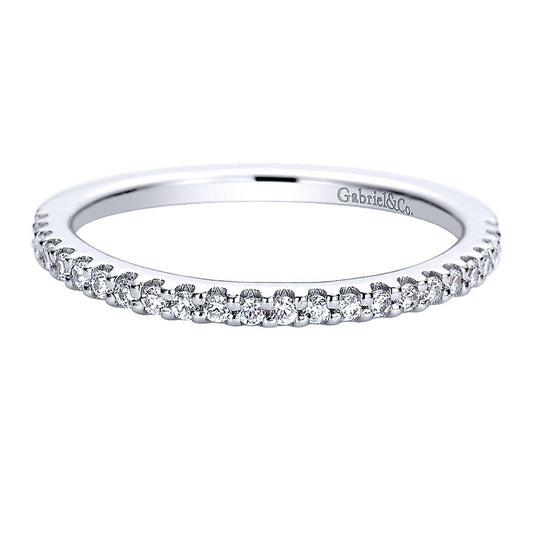 Wedding Band 14k White Gold Diamond Curved
