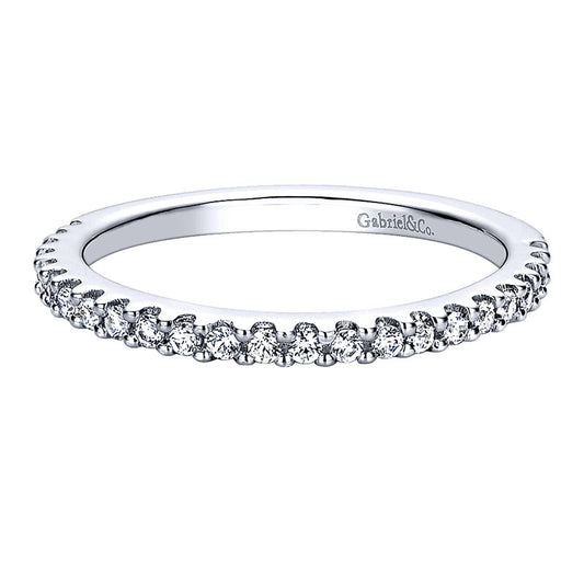 Wedding Band 14k White Gold Diamond Curved