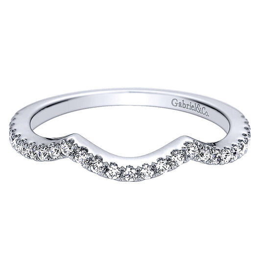 Wedding Band 14k White Gold Diamond Curved