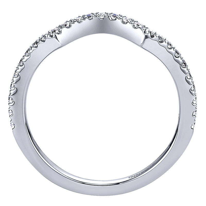 Wedding Band 14k White Gold Diamond Curved