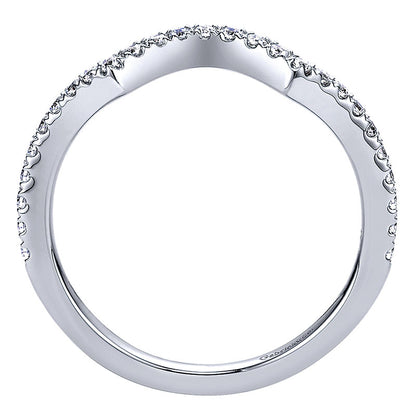Wedding Band 14k White Gold Diamond Curved