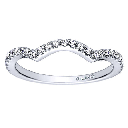 Wedding Band 14k White Gold Diamond Curved