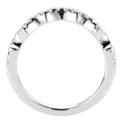Wedding Band 14k White Gold Diamond Curved