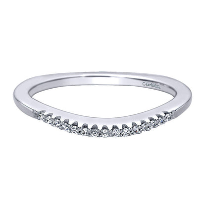 Wedding Band 14k White Gold Diamond Curved