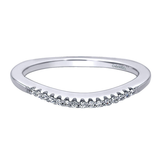 Wedding Band 14k White Gold Diamond Curved